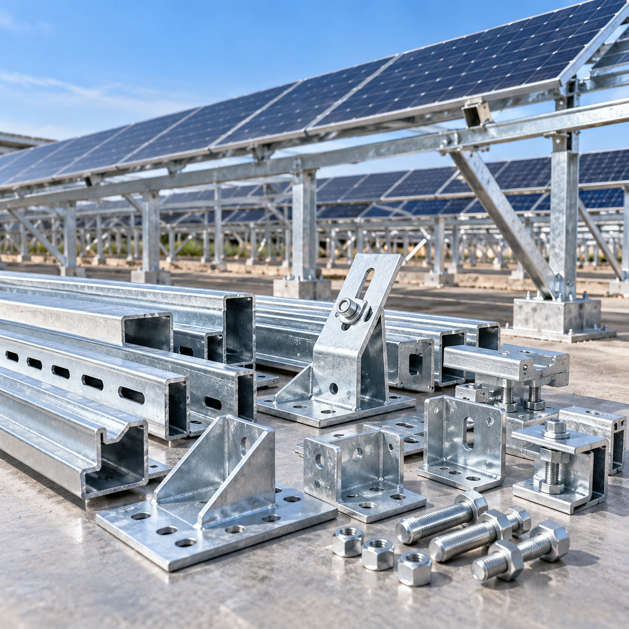 براکت های فتوولتائیک گالوانیزه و قطعات نصب PV