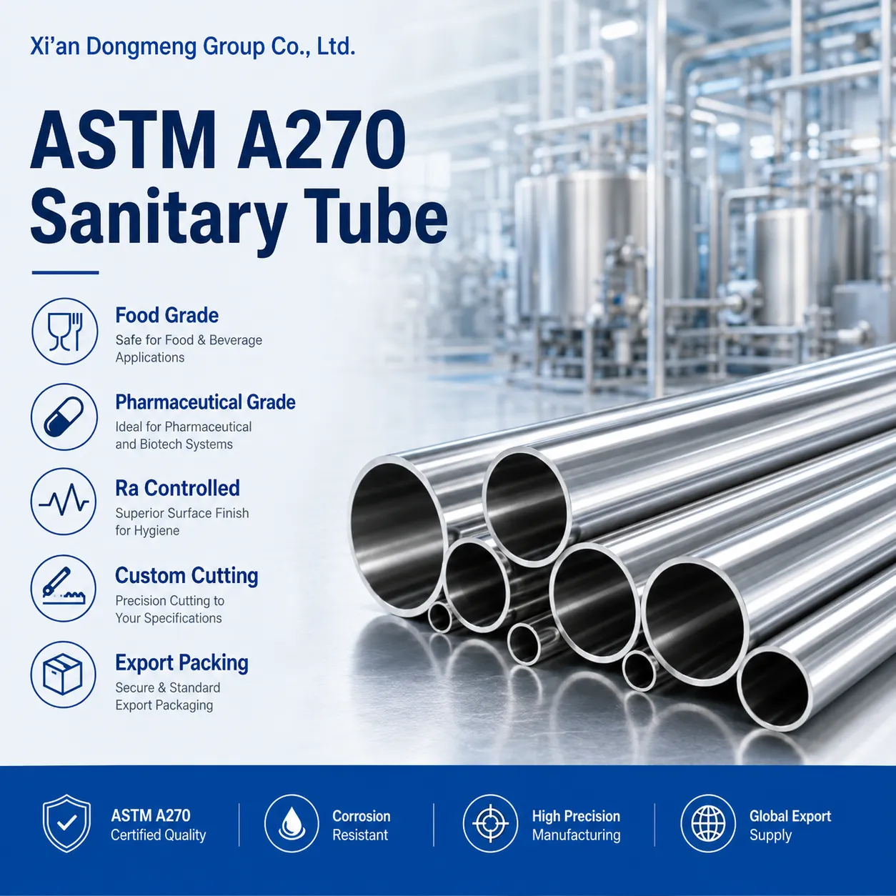 تامین کننده لوله های فولادی ضد زنگ بهداشتی ASTM A270|لوله درجه غذایی 304 لیتری / 316 لیتری